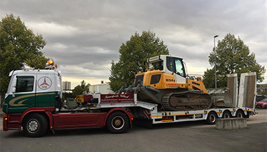 Transport d'engins de travaux publics